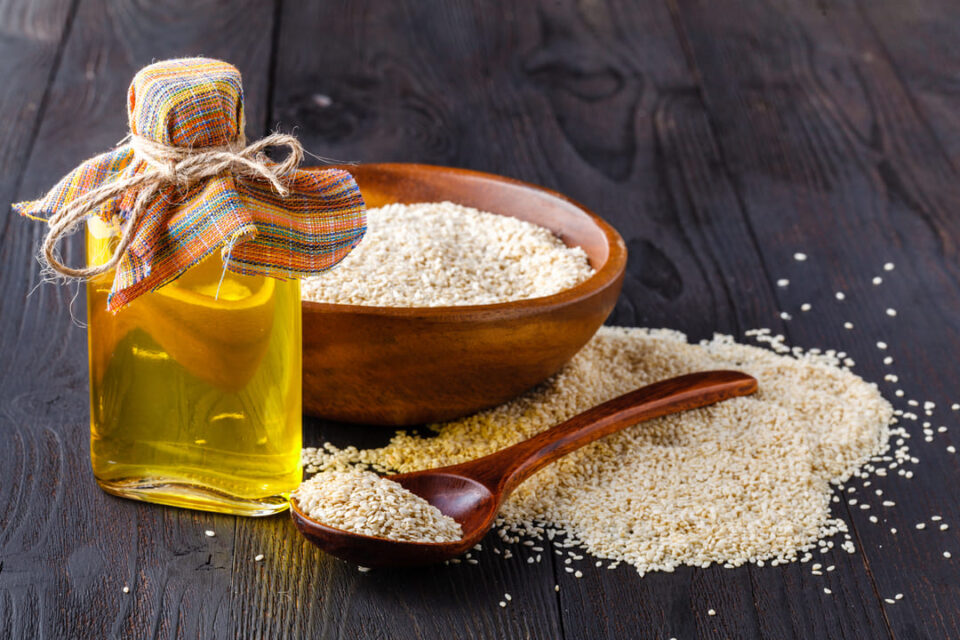 What is sesame seed oil used for in Ayurvedic medicine?